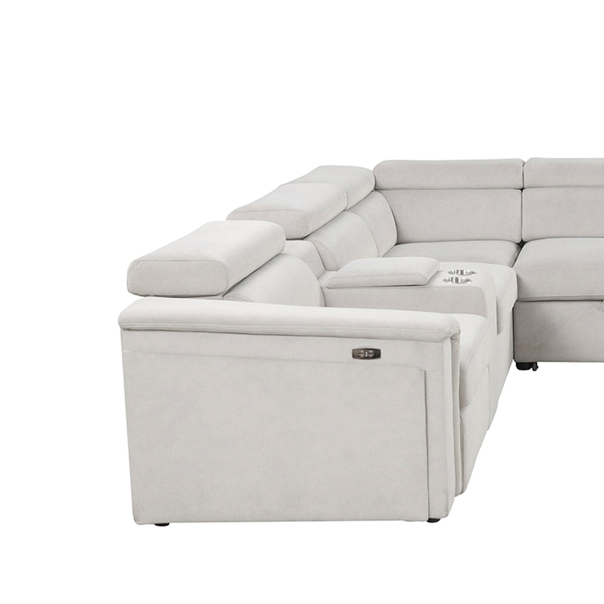 Harvey Sectional Sofa Beige with Power Recliner and Storage Chaise