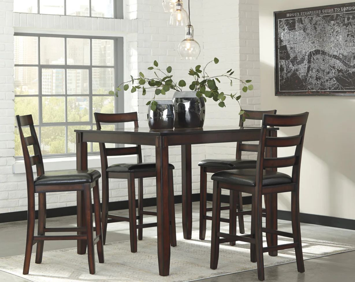 Counter Height Dining Table and 4 Bar Stools Set
