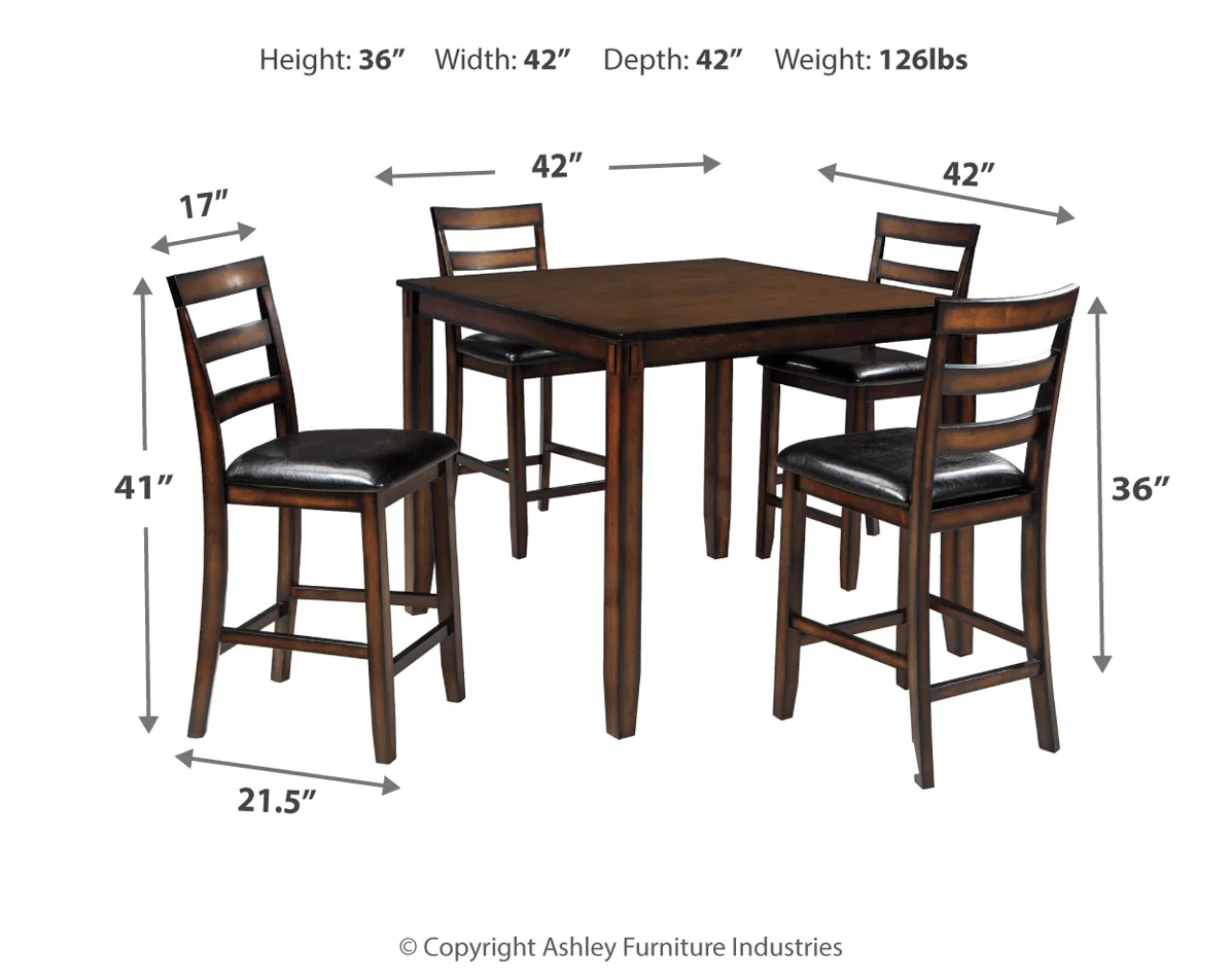 Counter Height Dining Table and 4 Bar Stools Set