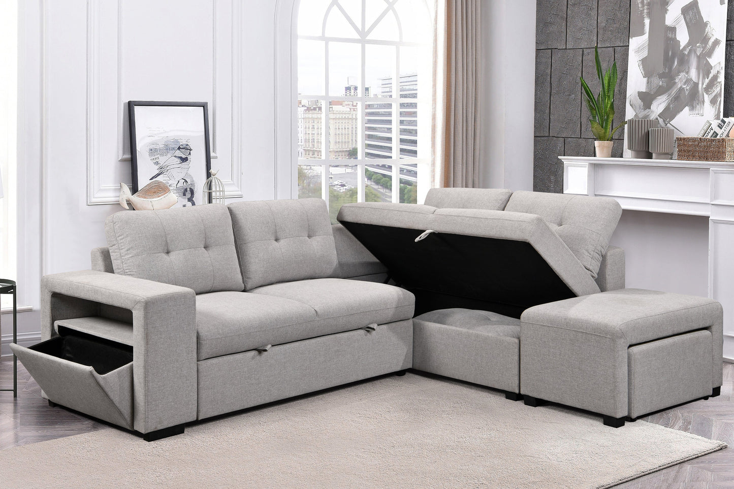 Velar Sectional Bed with Chaise and Storage