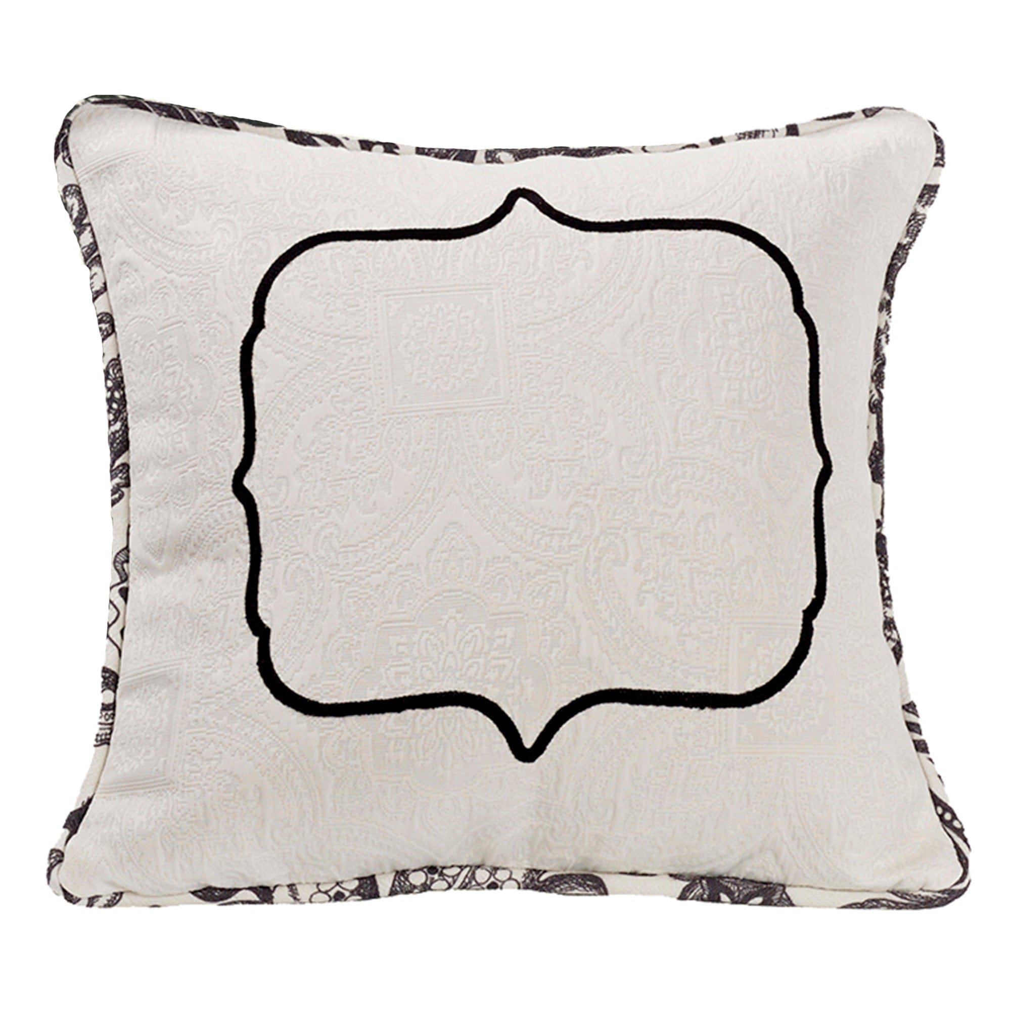 Augusta Toile - Embroidered Toile Throw Pillow - Black / White