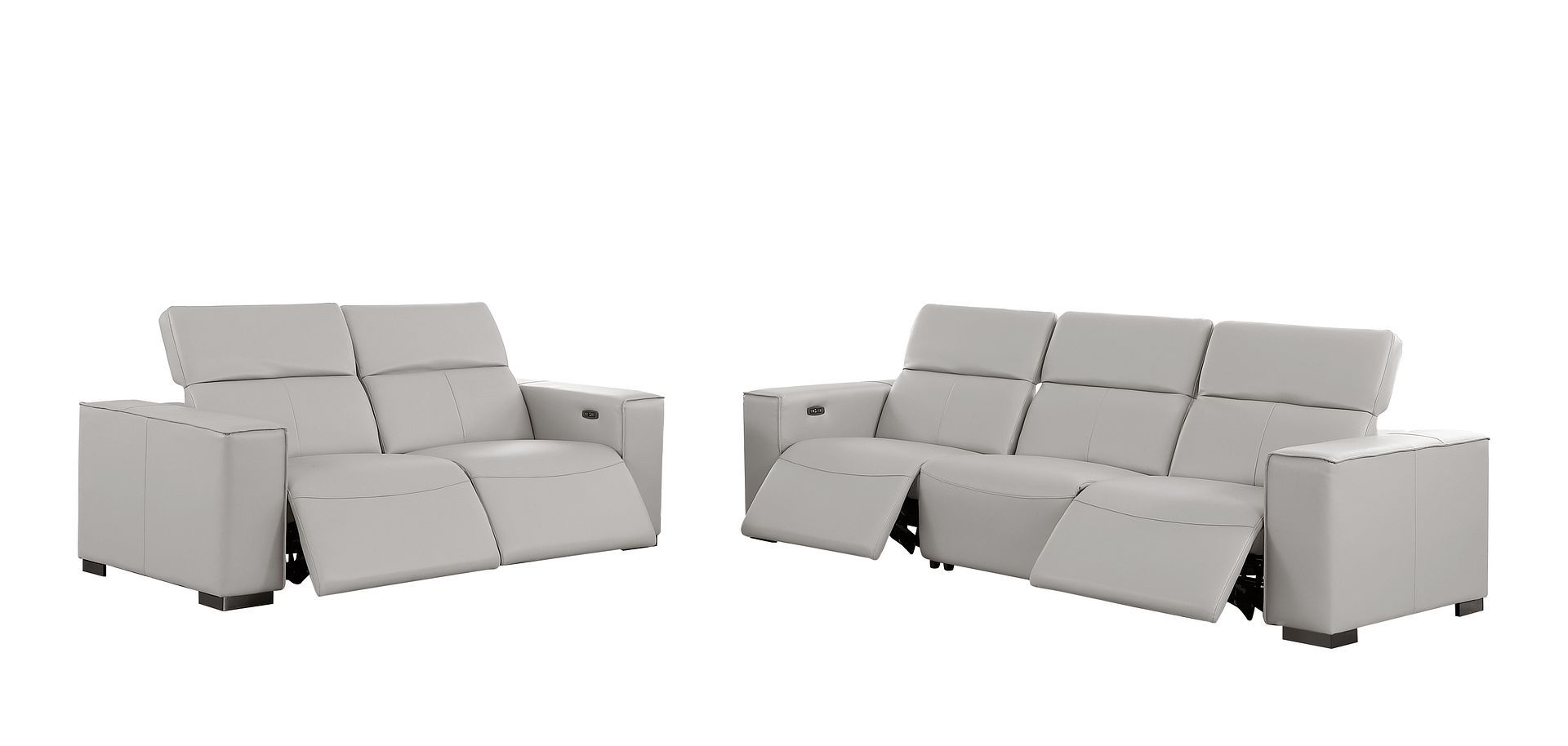 1208 - Leather Reclining Set (Sofa & Loveseat With 4 Power Recliner)