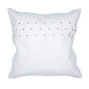 Genuine Leather - Studded Throw Pillow - White