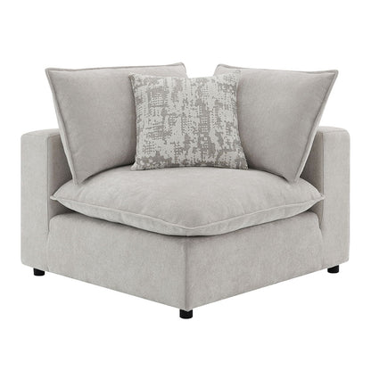 Marisa - Modular Wedge With Pillow - Beige Boucle