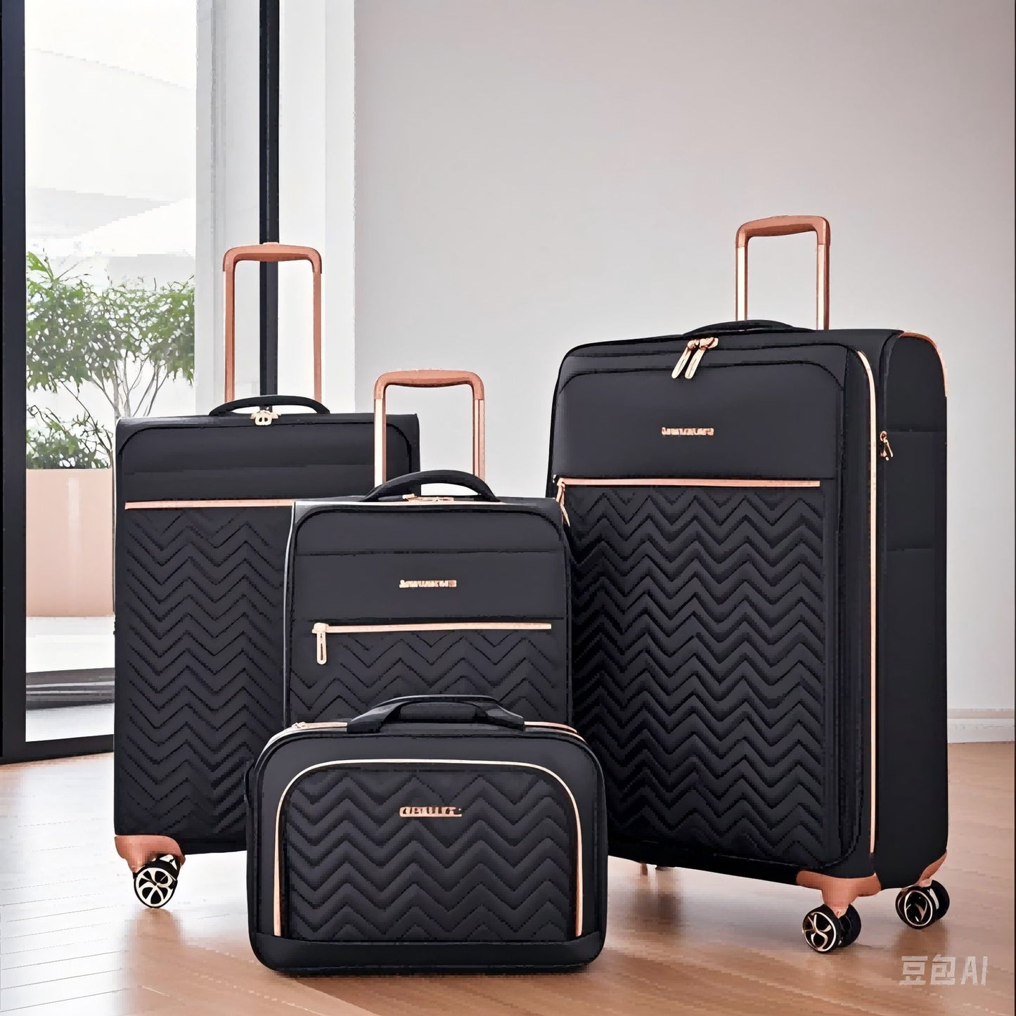 4 Piece Set, Softshell Suitcase Spinner Wheels Terylene Luggage Sets