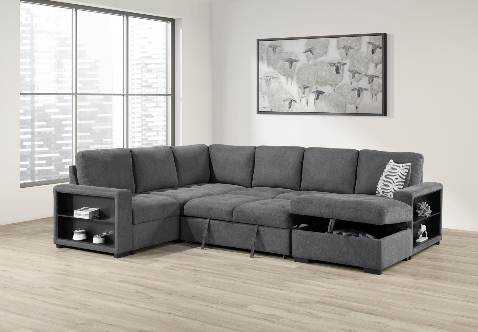 U275 - 3 Piece Sectional With USB (Type A+C) - Gray
