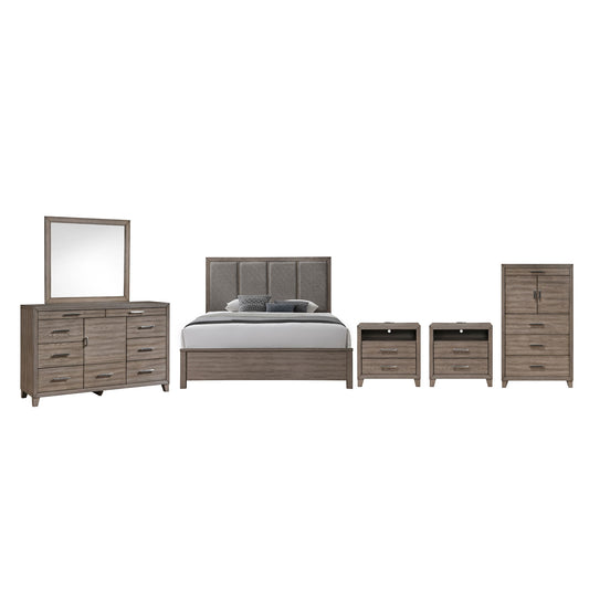 Harrisburg - 6/6 Eastern King 6 Piece Bedroom Set (Bed, Dresser, Mirror, Chest, 2 Nightstands) - Dark Gray