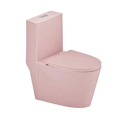 1.1 / 1.60 Gpf Dual-Flush One Piece Toilet, Water-Saving Elongated Comfort Height Floor Mounted, Soft Close 1000 Gram Map Flushing Score Toilet 23T01-Rs - Rose