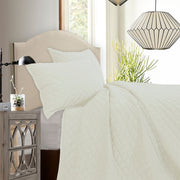Velvet Diamond - King Quilt Set (Set of 3) - Cream