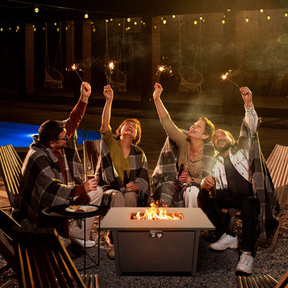 Outdoor Fire Pit Table With Lid Modern Design - Black