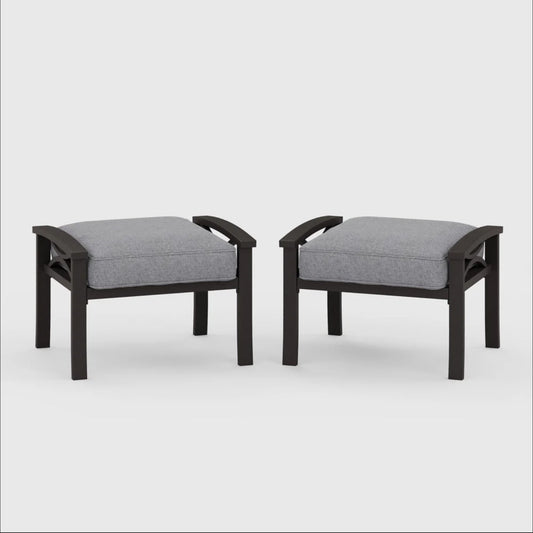 Modern All-Weather Ottomans With Cushions (Set of 2)