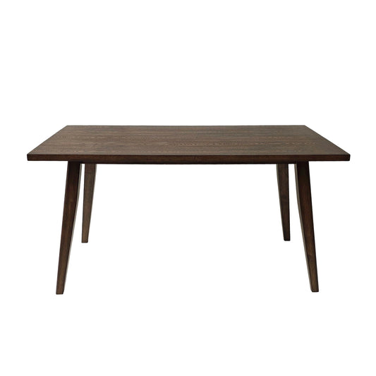 Mid Century Wood Dining Table With Rubberwood Legs And Faux Wood Tabletop - Brown