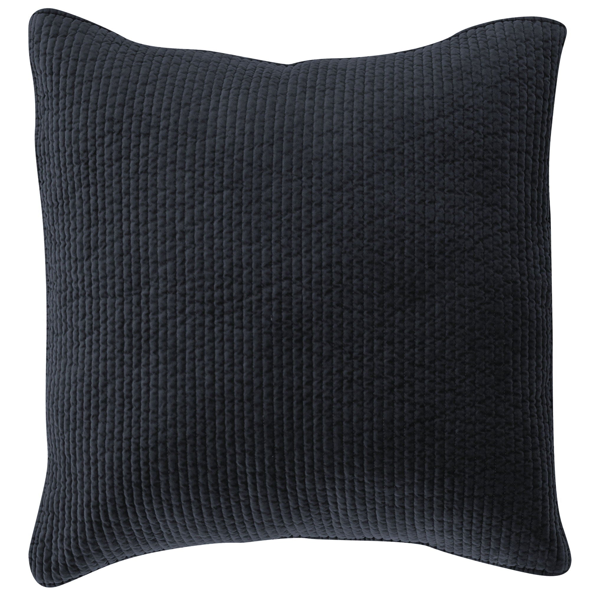 Stonewashed Cotton Velvet - Quilted Euro Sham - Navy