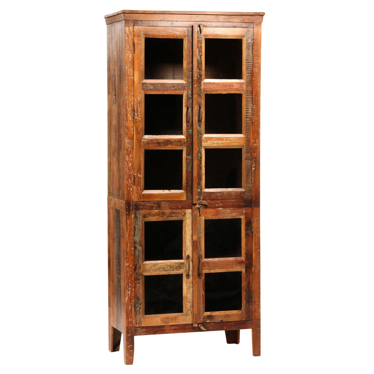 Nantucket - Glass Cabinet - Medium Brown Distressed