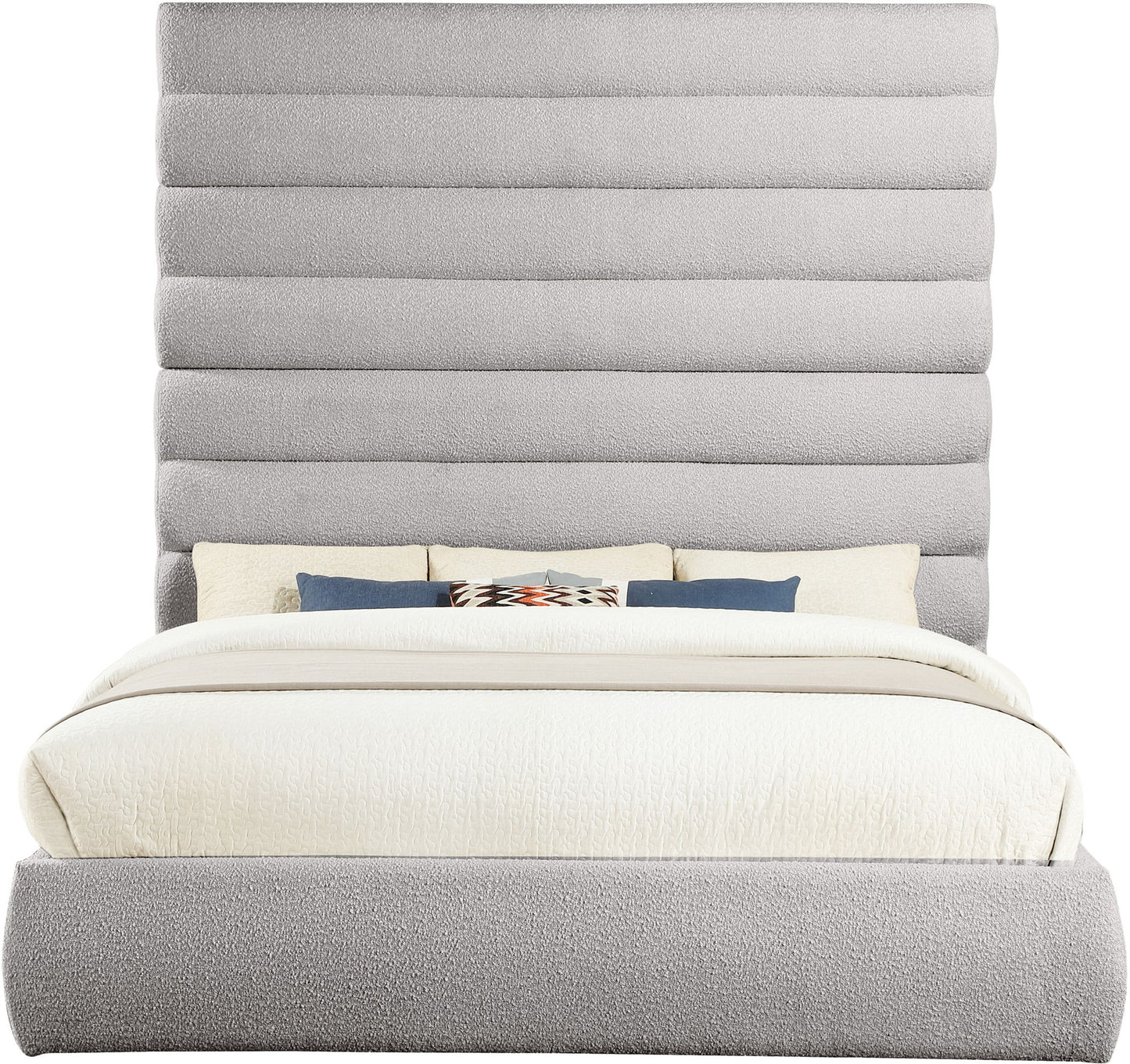 Adam - Boucle Fabric Bed With 89" Headboard