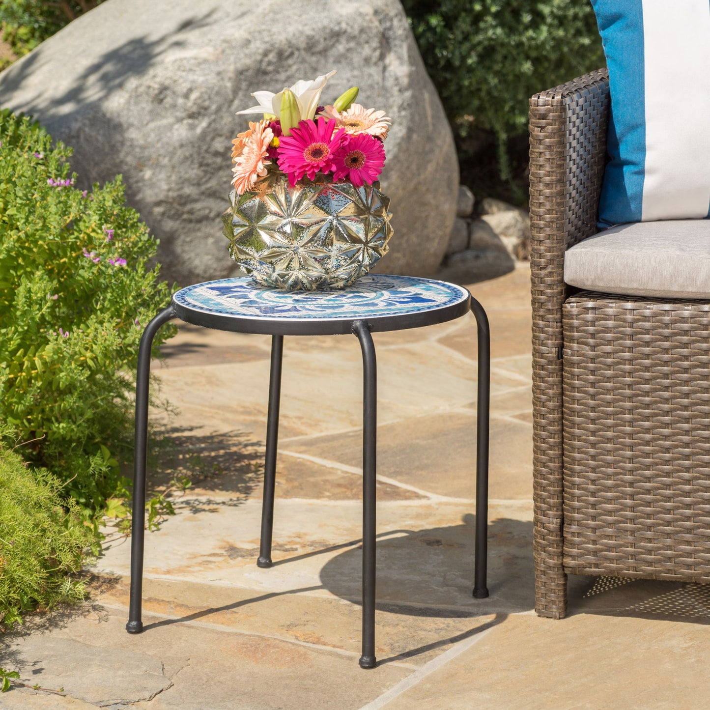 Skye - End Table - White / Blue