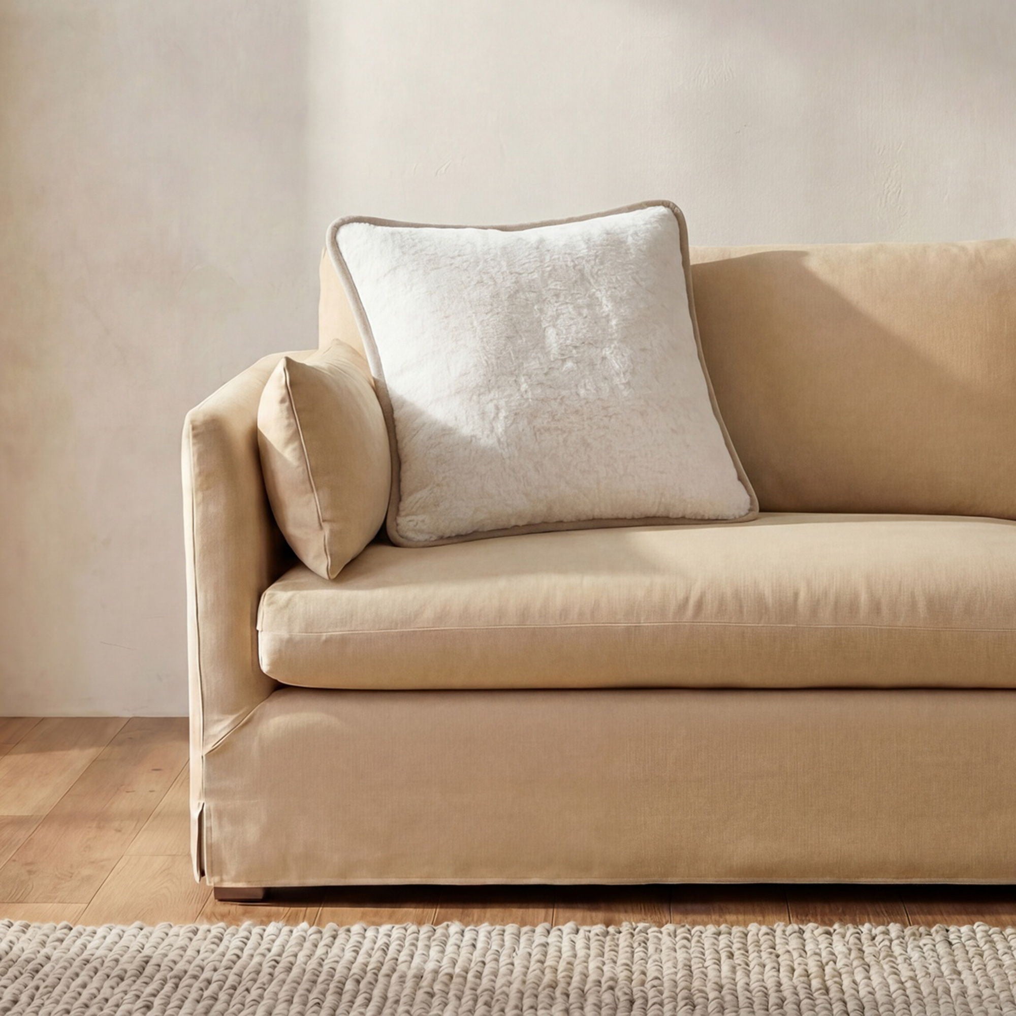Carr - 25" Cushion - Faux Fur Cream