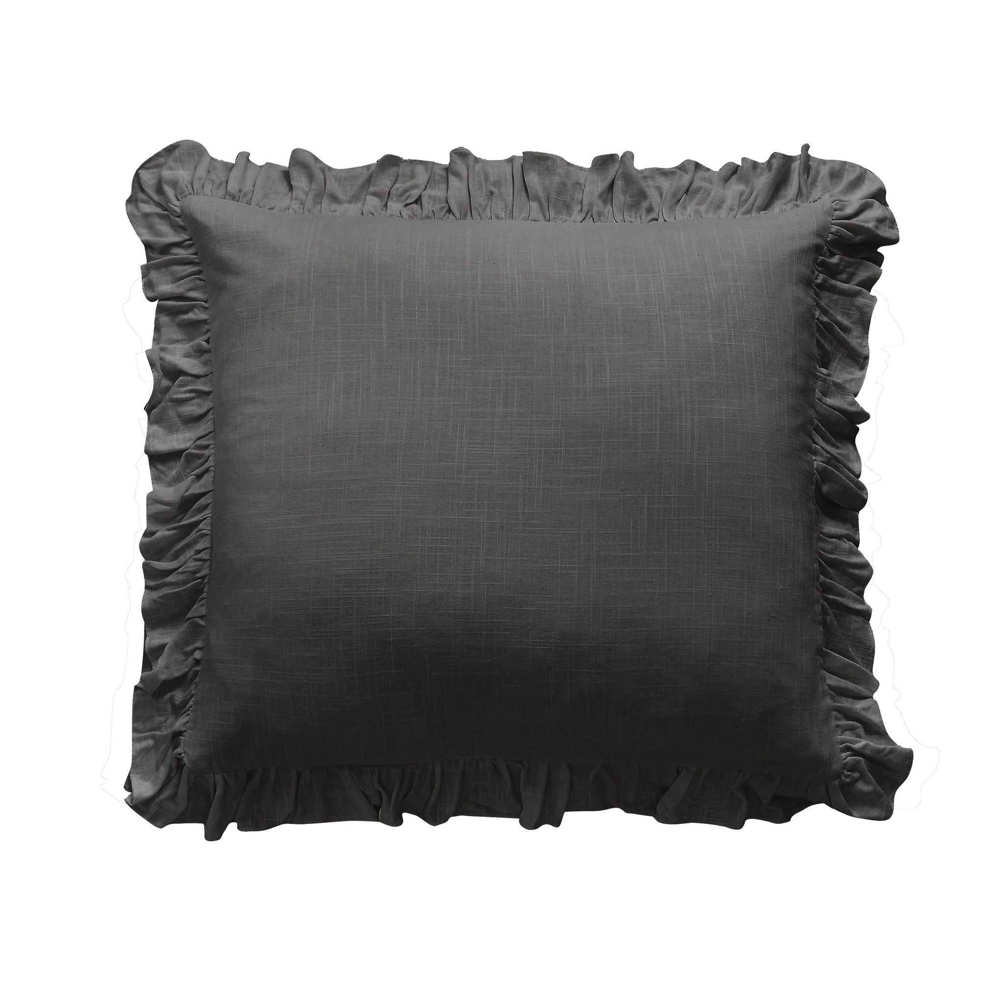 Lily - Washed Linen Ruffled Euro Sham - Slate