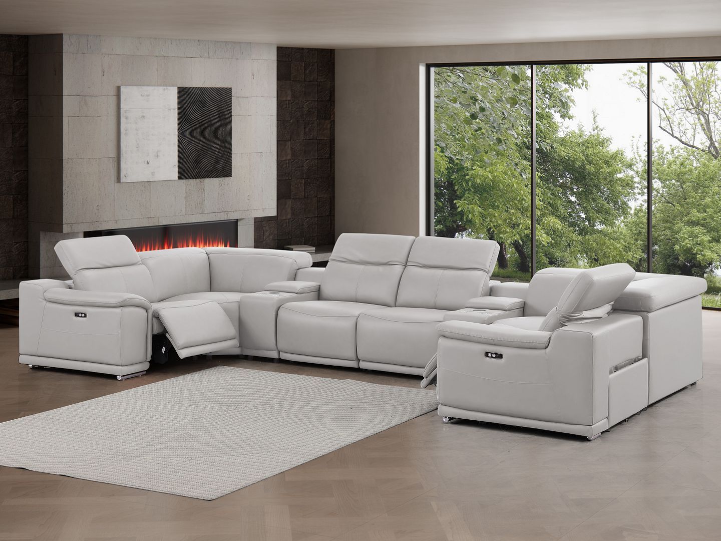 2679 - 8-Piece U-Shaped Power Reclining Sectional In Genuine Leather (2 Recliners)