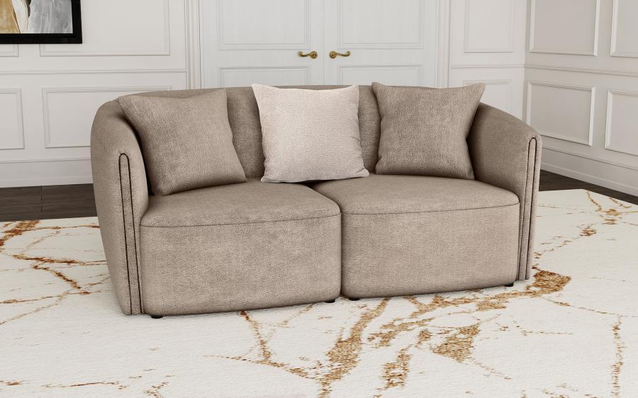 Townsend - Chenille Upholstered Rolled Arm Loveseat - Latte