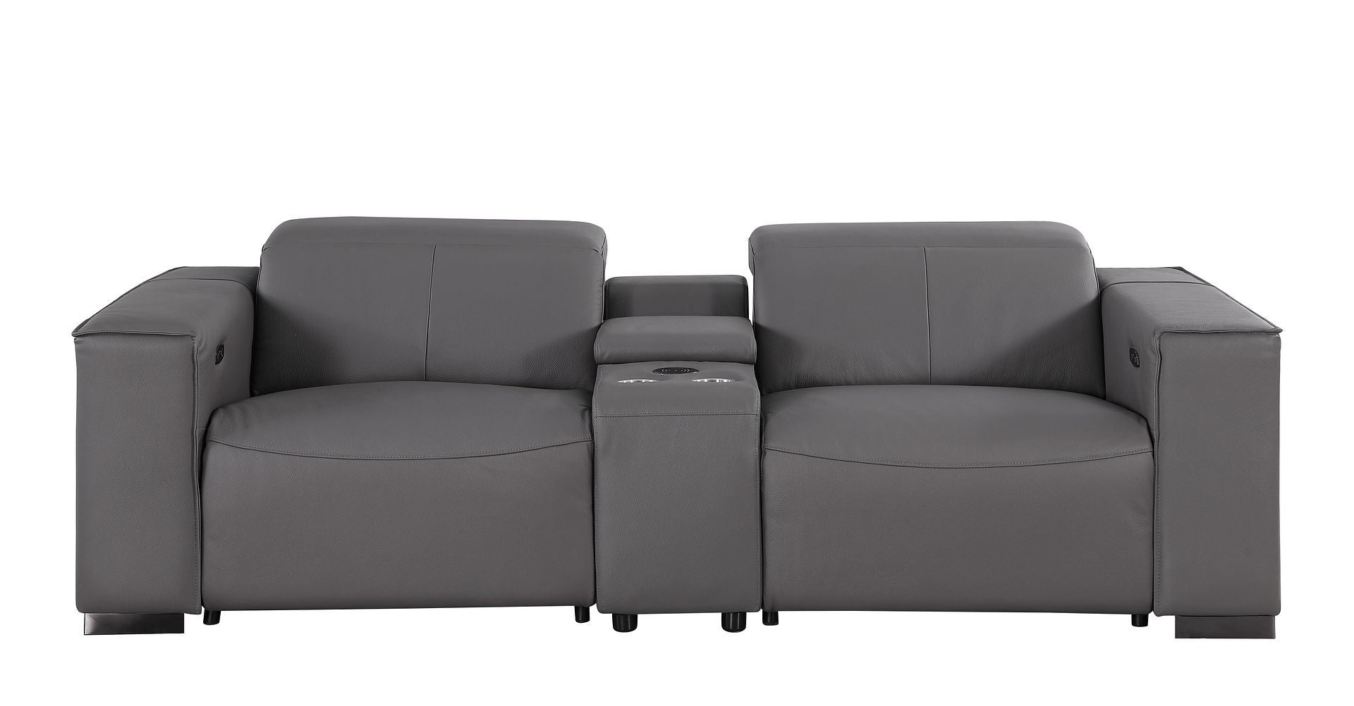 1208 - Leather Reclining Set (Sofa & Loveseat With 4 Power Recliners)