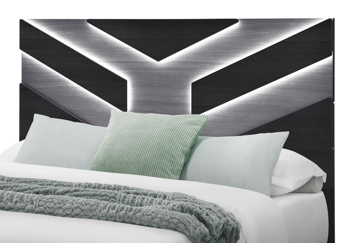 Optimus - Queen Bed With LED - Black