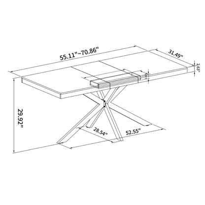 Rectangular Stretch Dining Table With 4 Chairs - Black / Gray