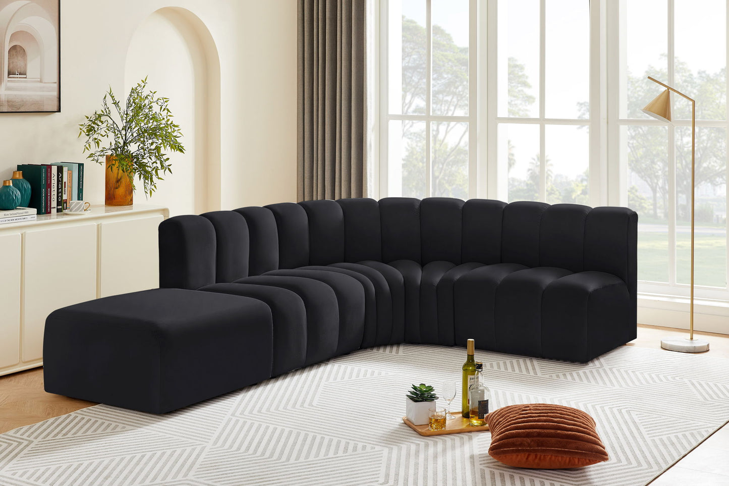 Arc - Velvet 5 Piece Corner Modular Sofa