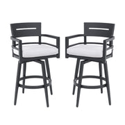 Outdoor Swivel Bar Chairs, 360 Degree Rotation, Ergonomic Backrest (Set of 2)