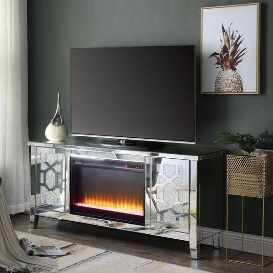 Noralie - TV Stand - Mirrored & Faux Diamonds - Wood - 28"