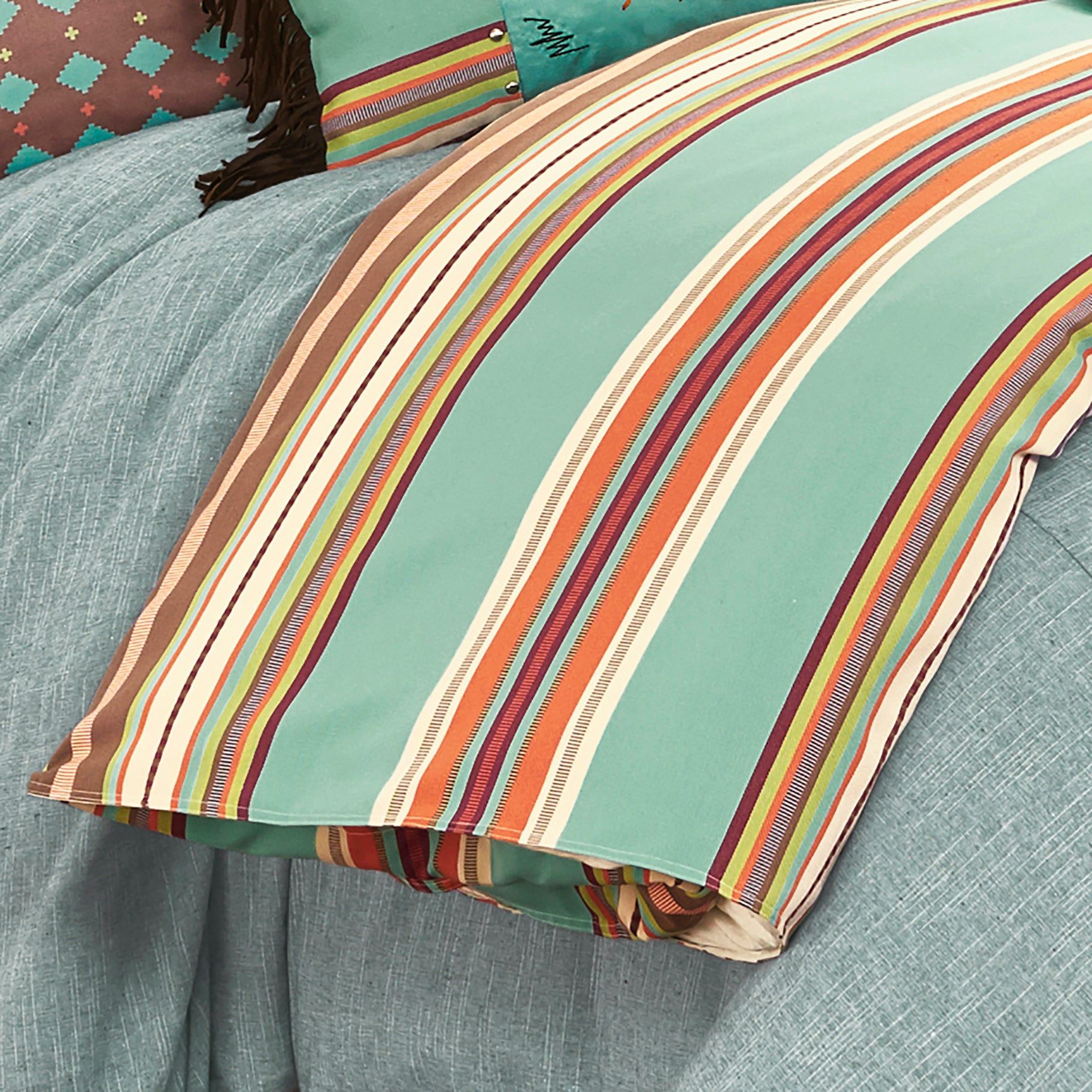 Serape - Queen Comforter Set (Set of 3) - Turquoise / Brown
