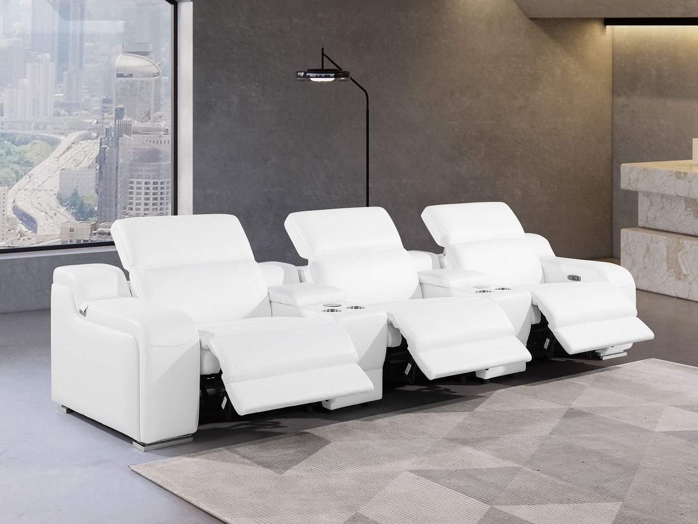 1116 - 5-Piece Modular Power Reclining Sofa In With 3 Power Recliners & Power Headrests