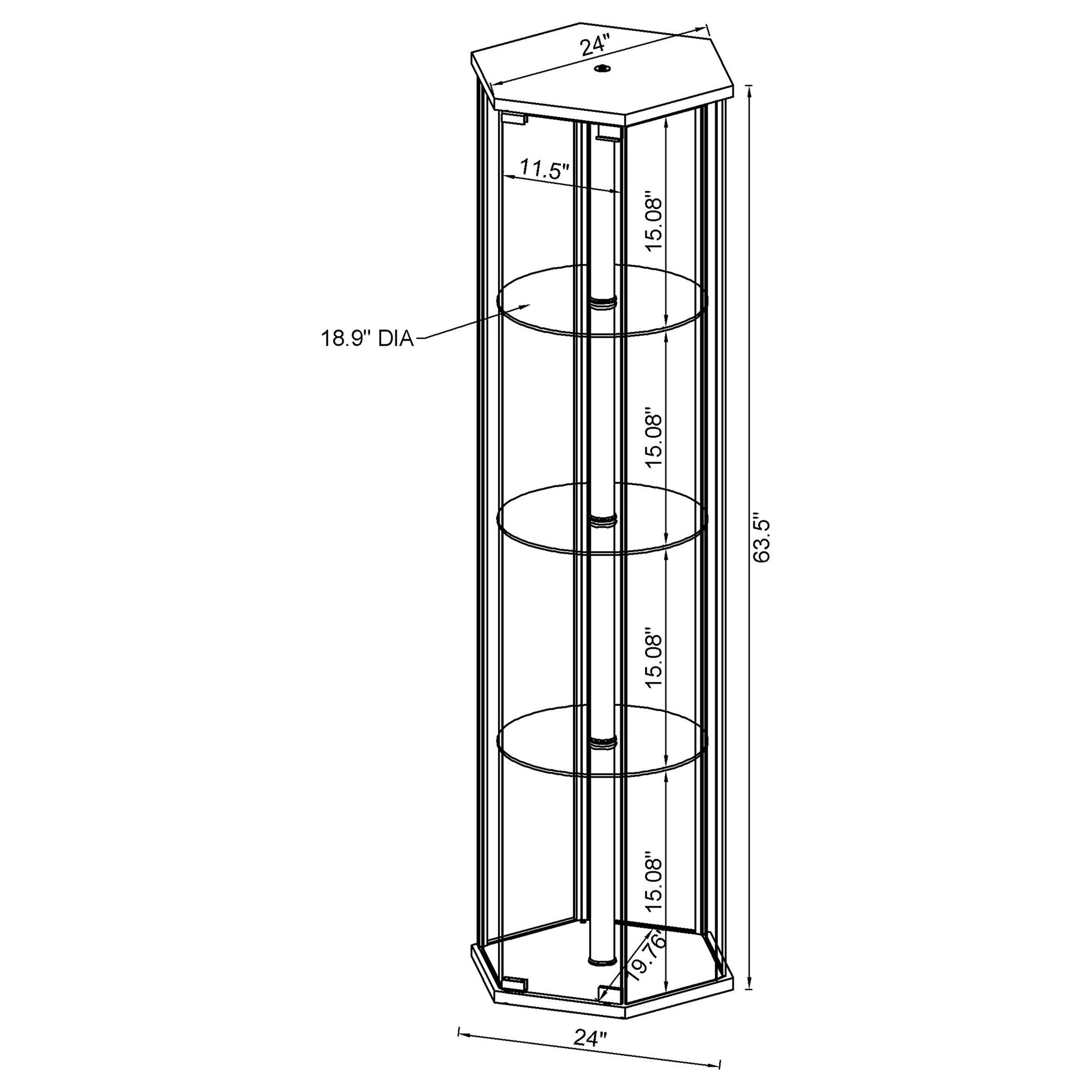 Tenley - 4 Shelf Curio Cabinet With Hexagonal Design