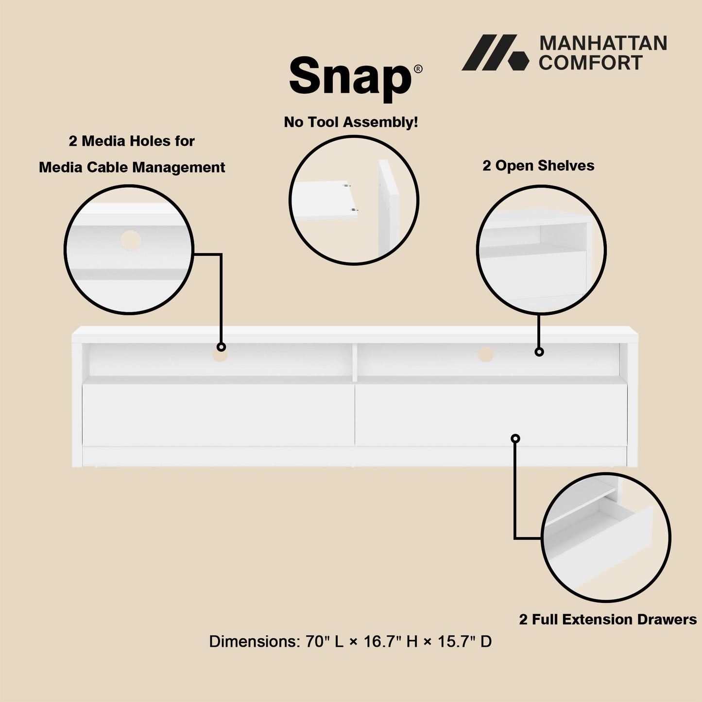 Duncan - TV Stand With Full Extension Drawers