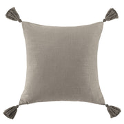 Luna - Washed Linen Tasseled Square Pillow - Taupe