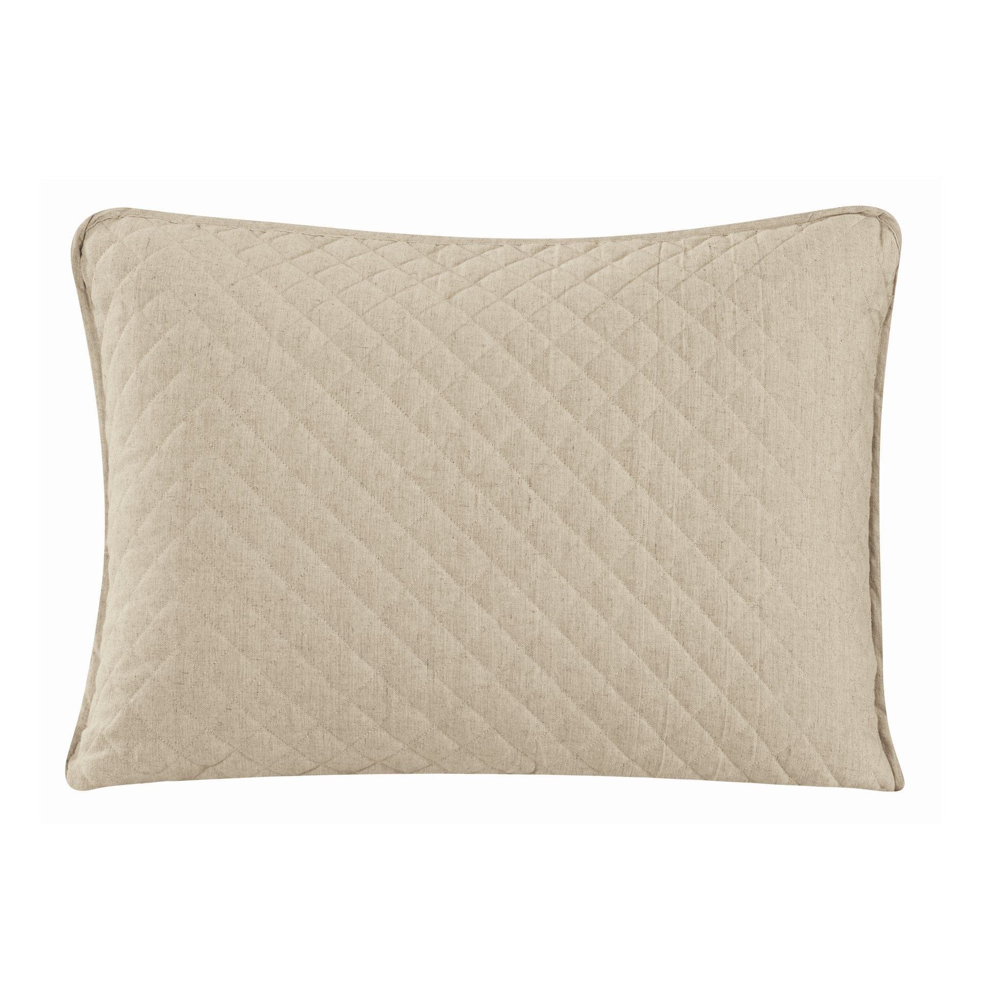Anna - 21" x 34" Diamond Quilted Pillow Sham Set (Set of 2) - Light Tan
