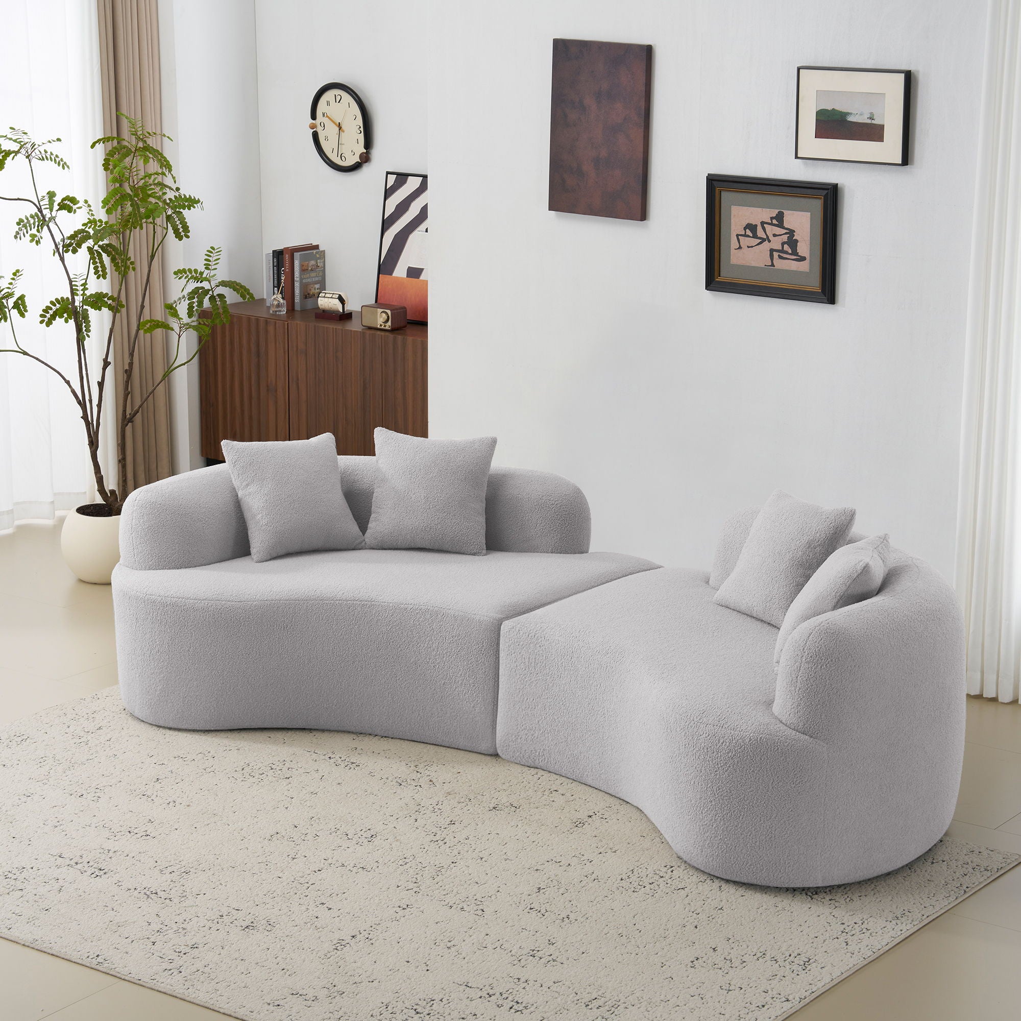 Curved 4 Seater Full Compression Sponge Sofa
