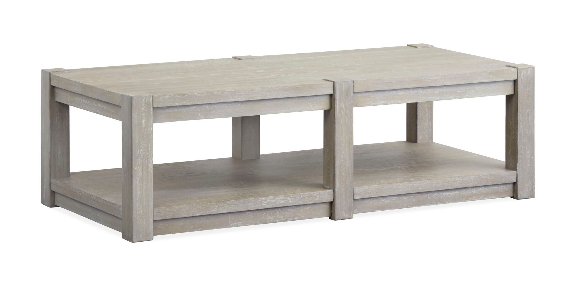 Burgess - Rectangular Shelf Cocktail Table With Casters - Calico Gray
