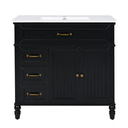 Bathroom Vanity With Sink, 2 Doors 2 Drawers - Black