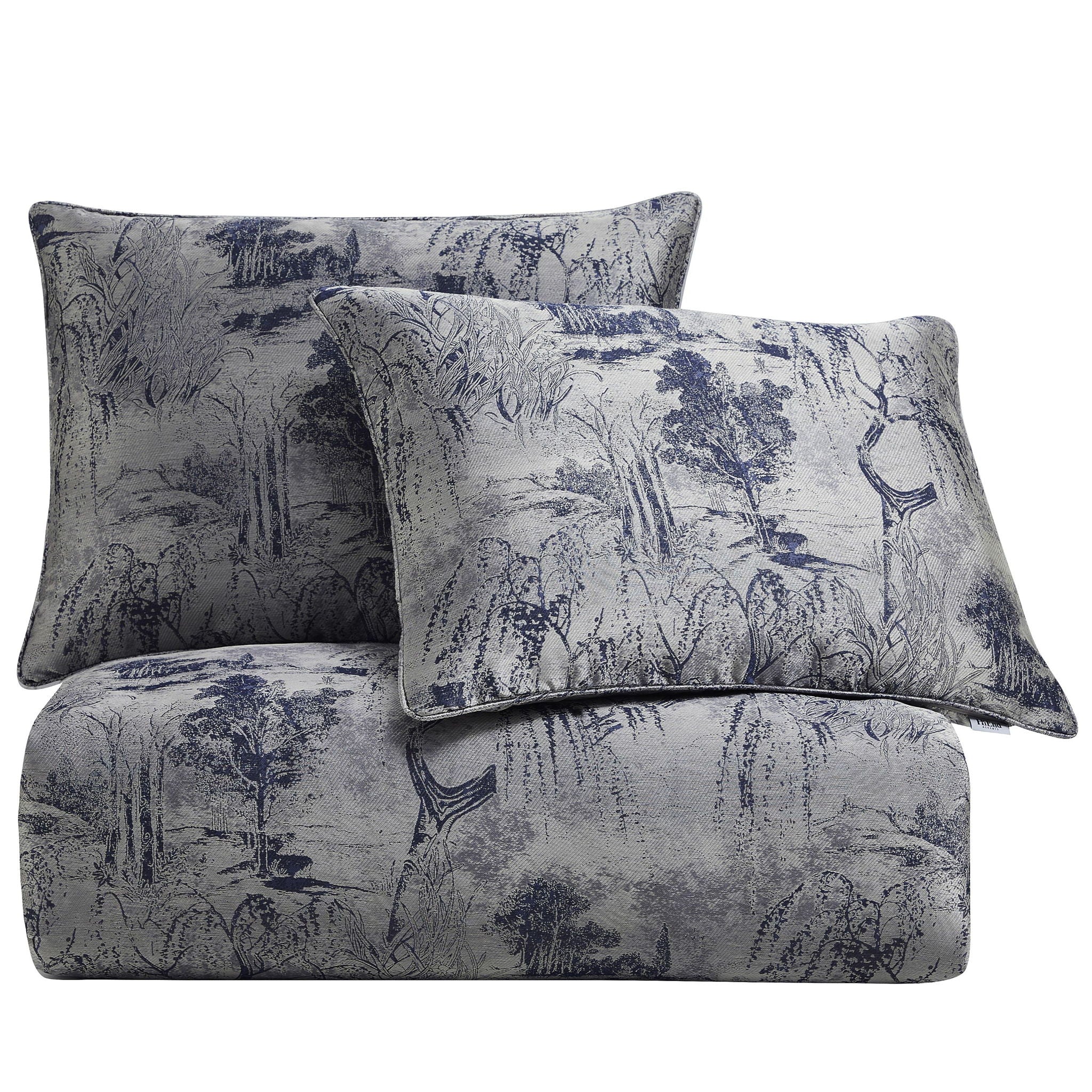 Pastoral Jacquard - Queen Comforter Set (Set of 3) - Silver