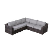5 Piece Rattan Wicker Sectional Patio Set With Comfortable Cushions - Brown Mix / Gray