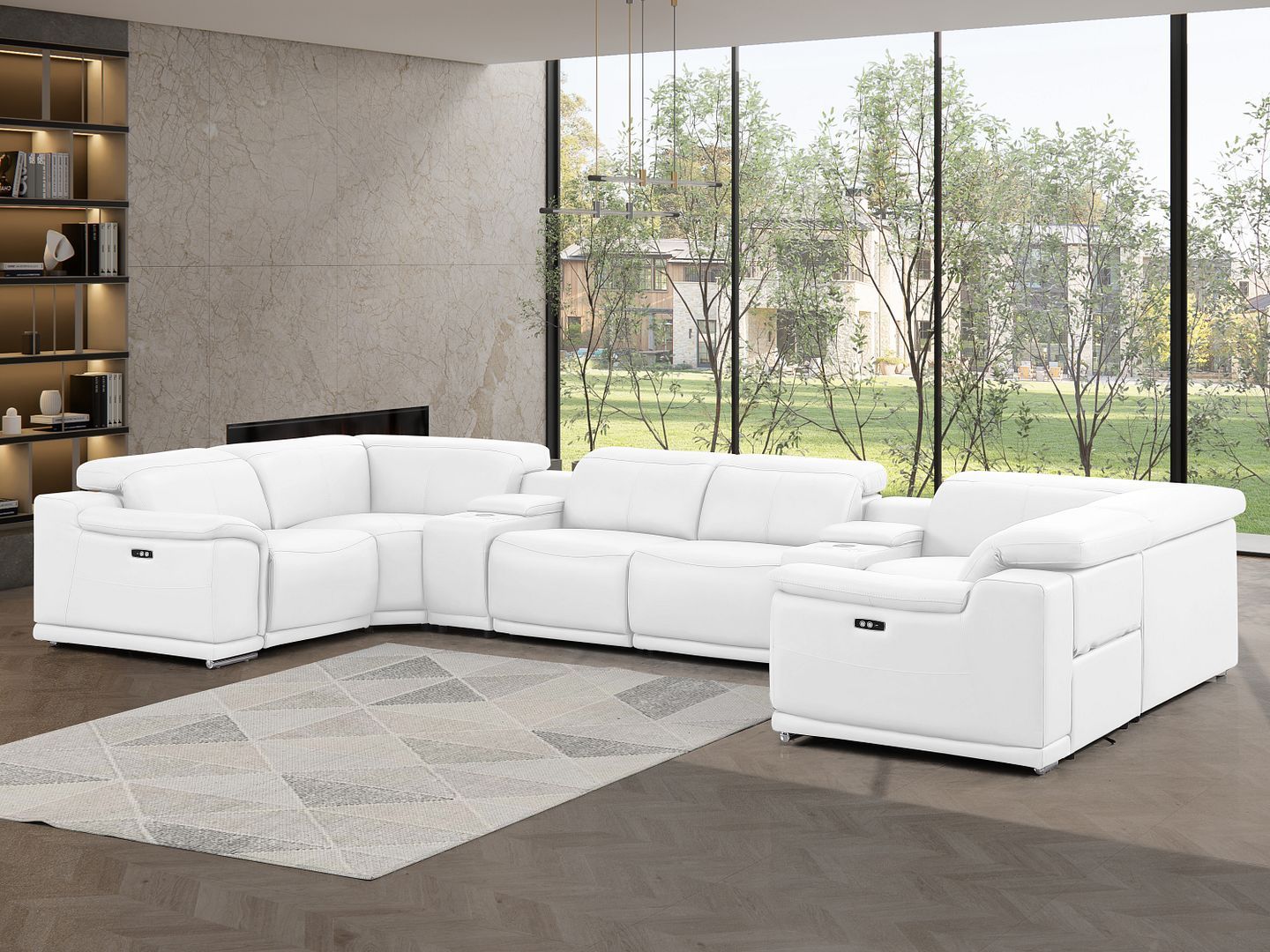 2679 - 8-Piece U-Shaped Power Reclining Sectional In Genuine Leather (4 Recliners)