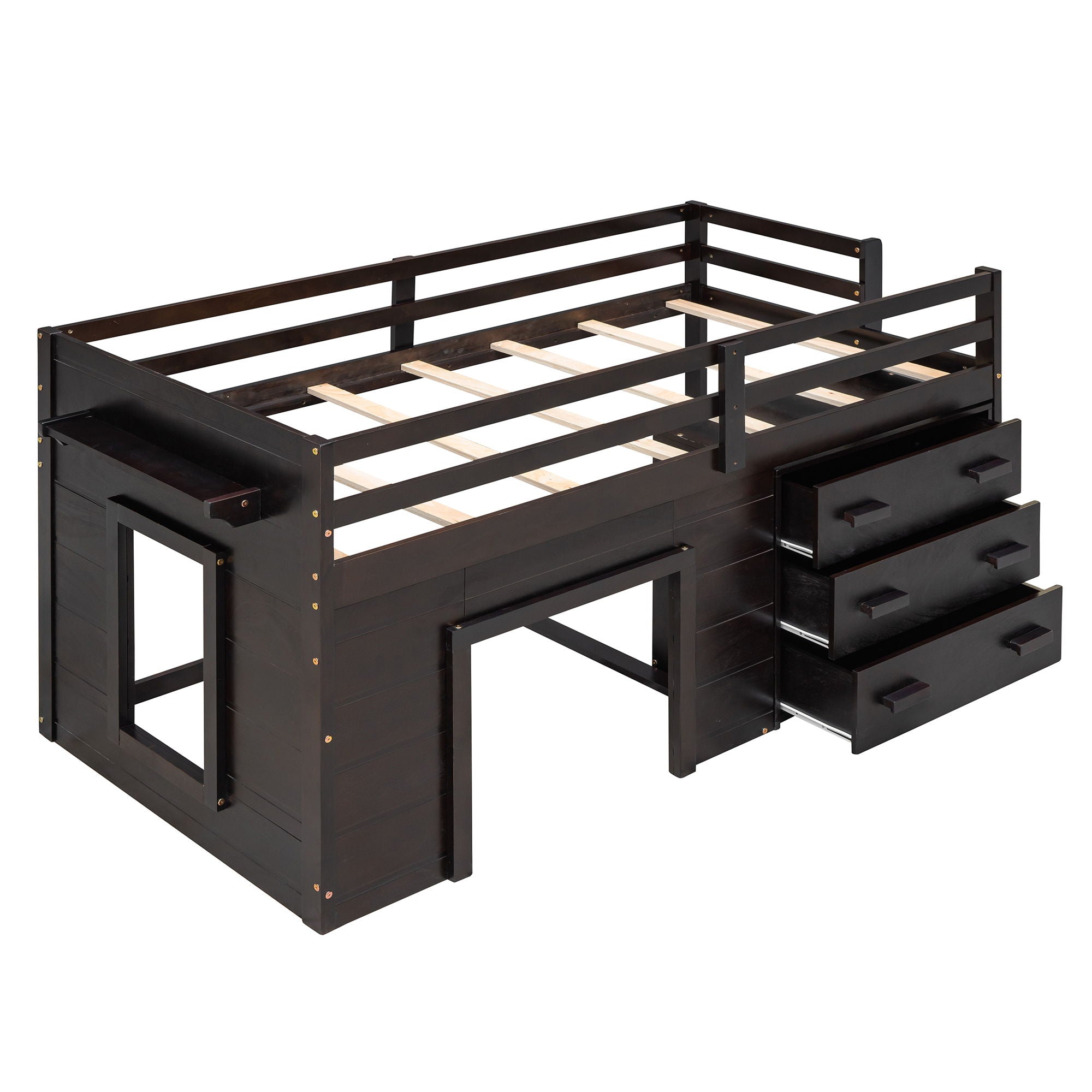Loft Bed With Cabinet And Shelf