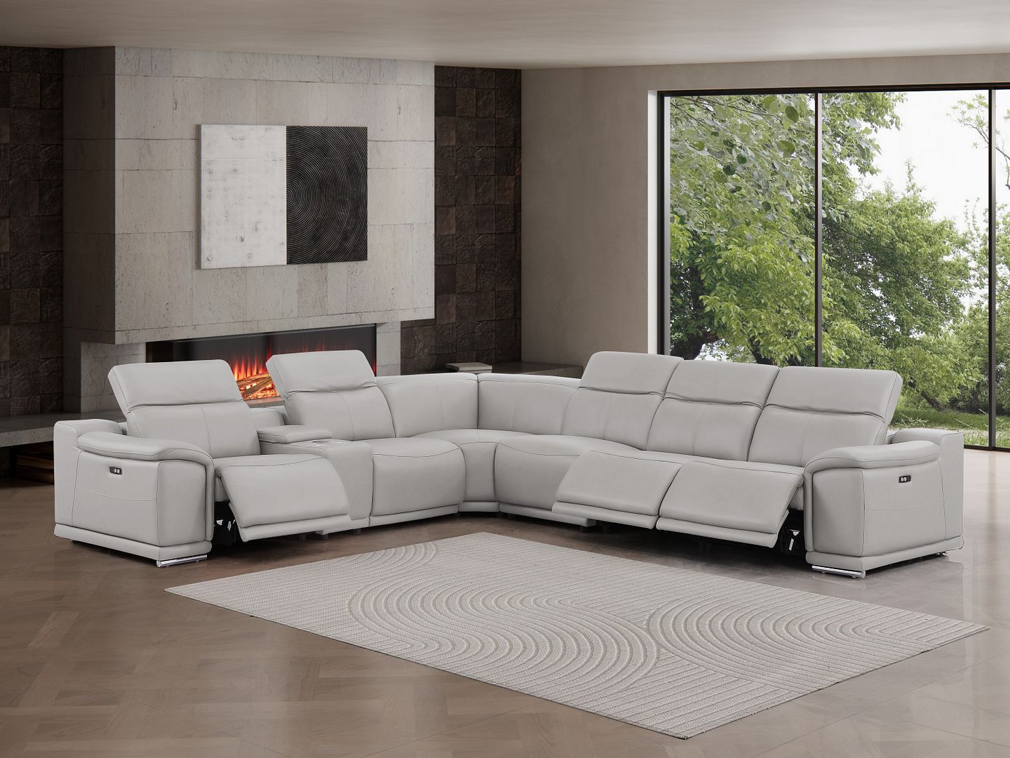 2679 - 7-Piece L-Shaped Power Reclining Sectional In Genuine Leather (3 Recliners)