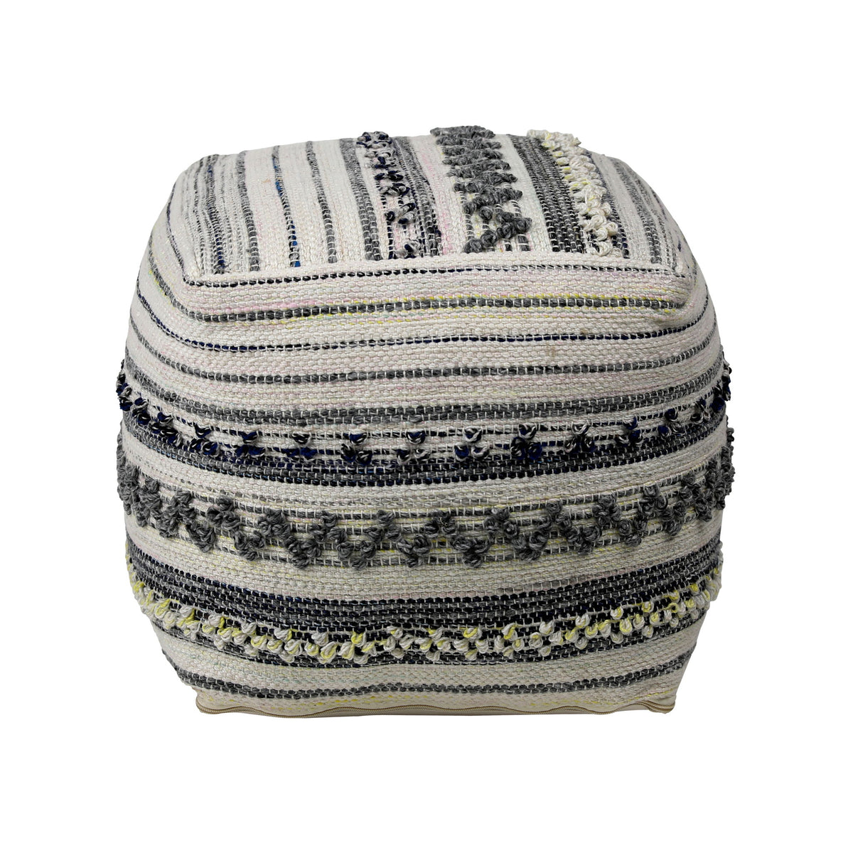 Elsie - Outdoor Pouf - Multicolor Gray And White