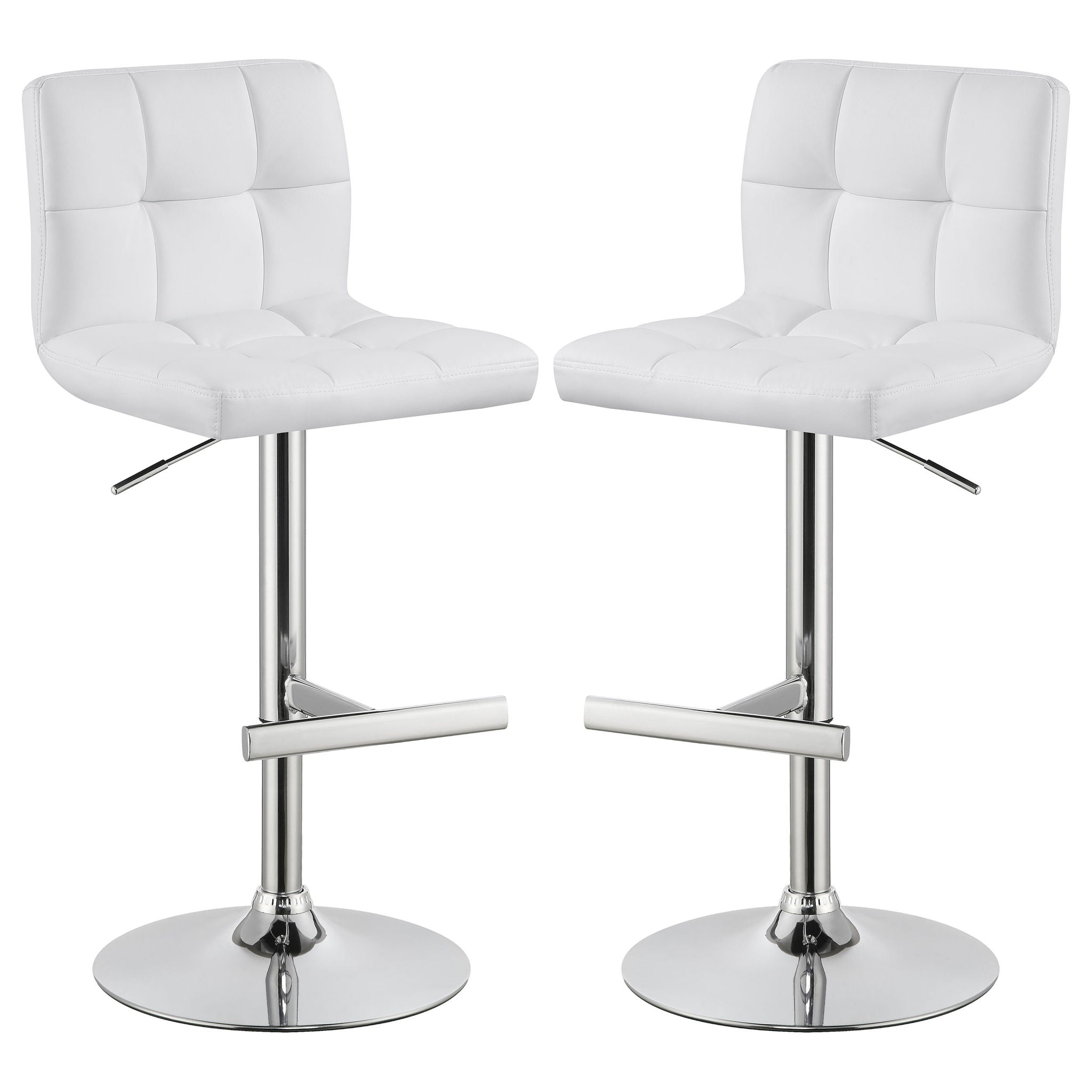 Lenny - Upholstered Adjustable Bar Stool (Set of 2) - White