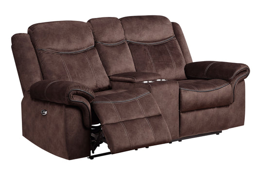 U2200 - Power Console Reclining Loveseat With Power Switch - Domino Coffee