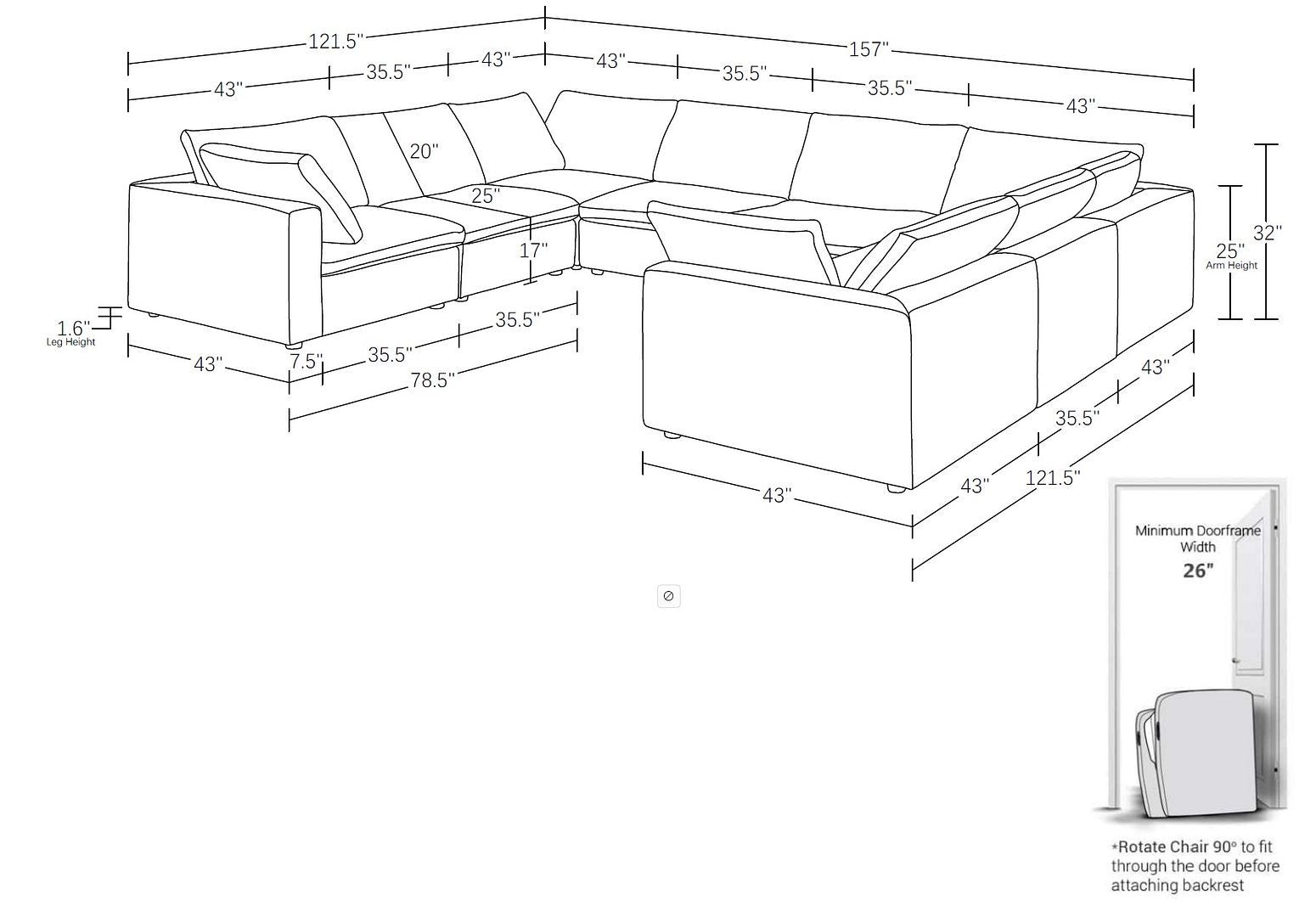 1100 - 8-Piece U-Shaped Sectional In Top-Grain Italian Leather