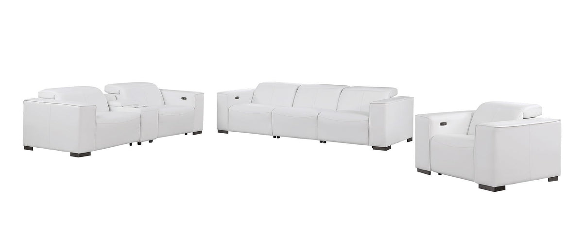 1208 - Modular Leather Set With 5 Power Recliners & Power Headrests