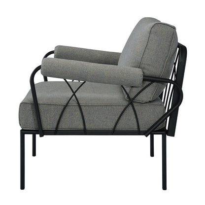 Rajni - Patio Arm Chair - Gray Fabric & Black